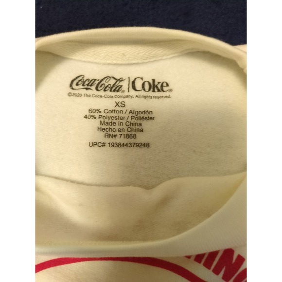 Coca-Cola The Real Thing Classic Ivory & Red Sweatshirt Youth Sz XS - Picture 3 of 5